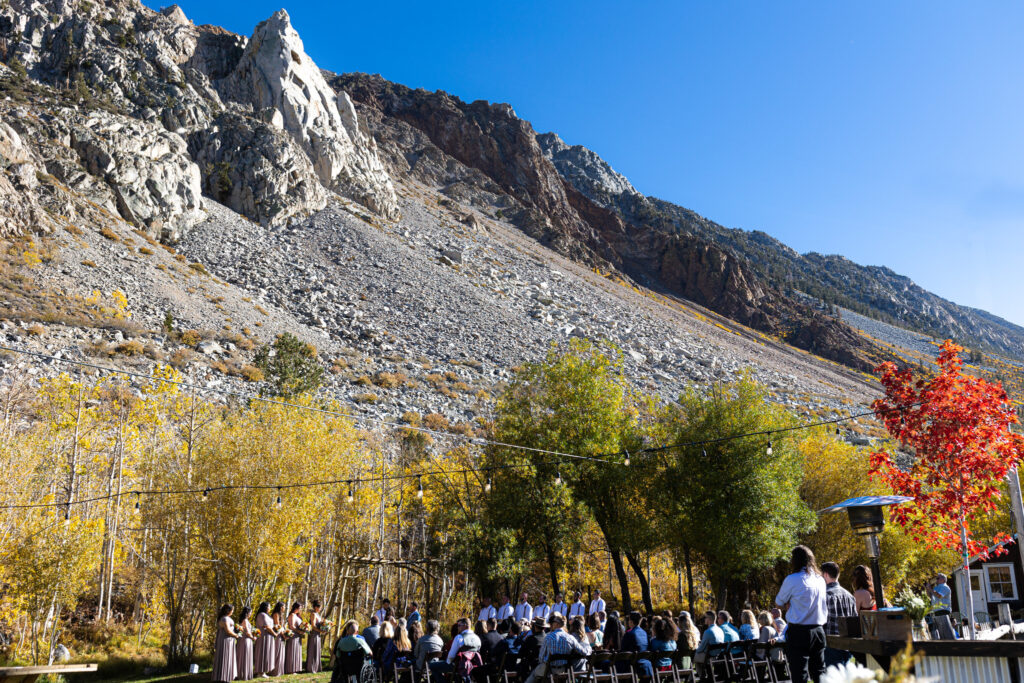 Bishop California wedding couple with Eastern Sierra views