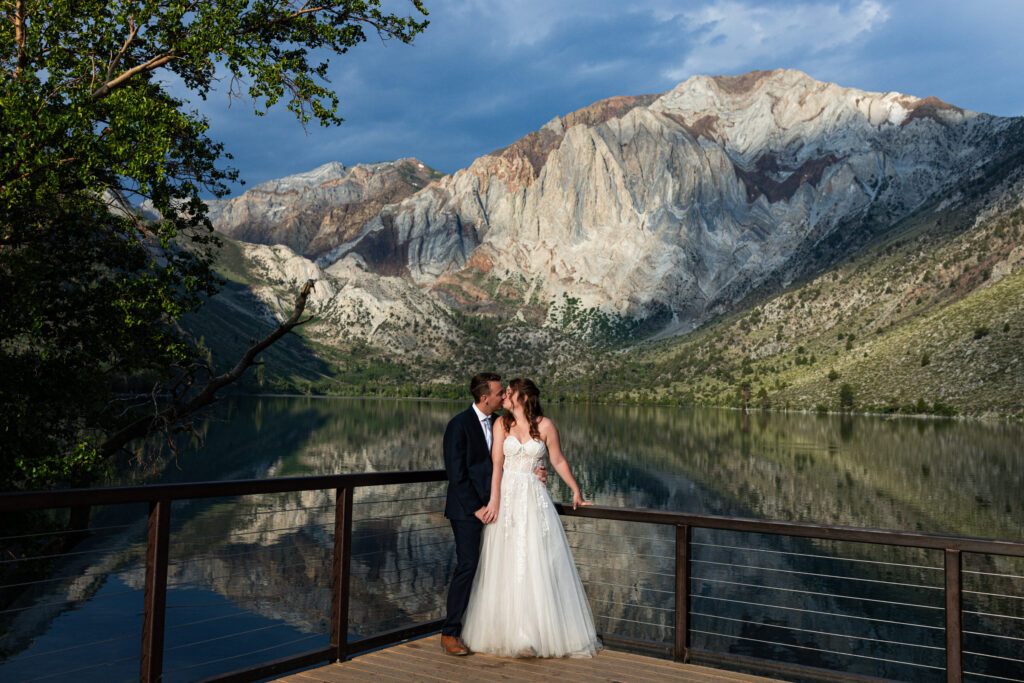 Bride at a Mammoth Lakes elopement with Eastern Sierra mountain views