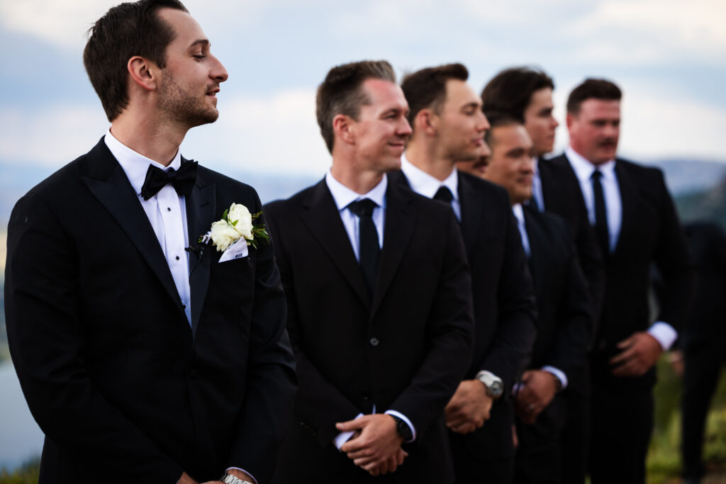Wedding party waiting during a Mammoth Lakes elopement timeline