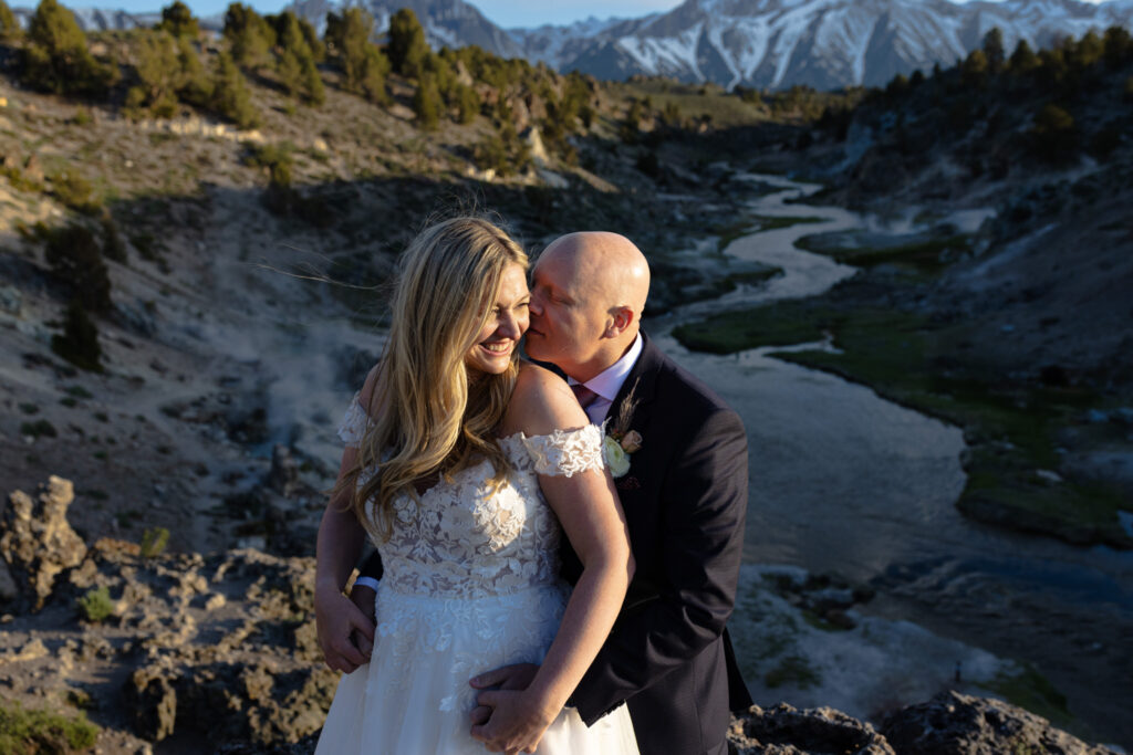 Mammoth Lakes elopement portrait during golden hour in the Eastern Sierra